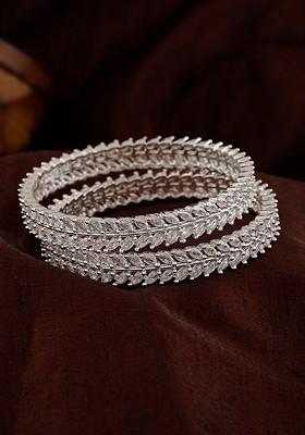 Silver Studded Rhodium Plated Bangles And Bracelets