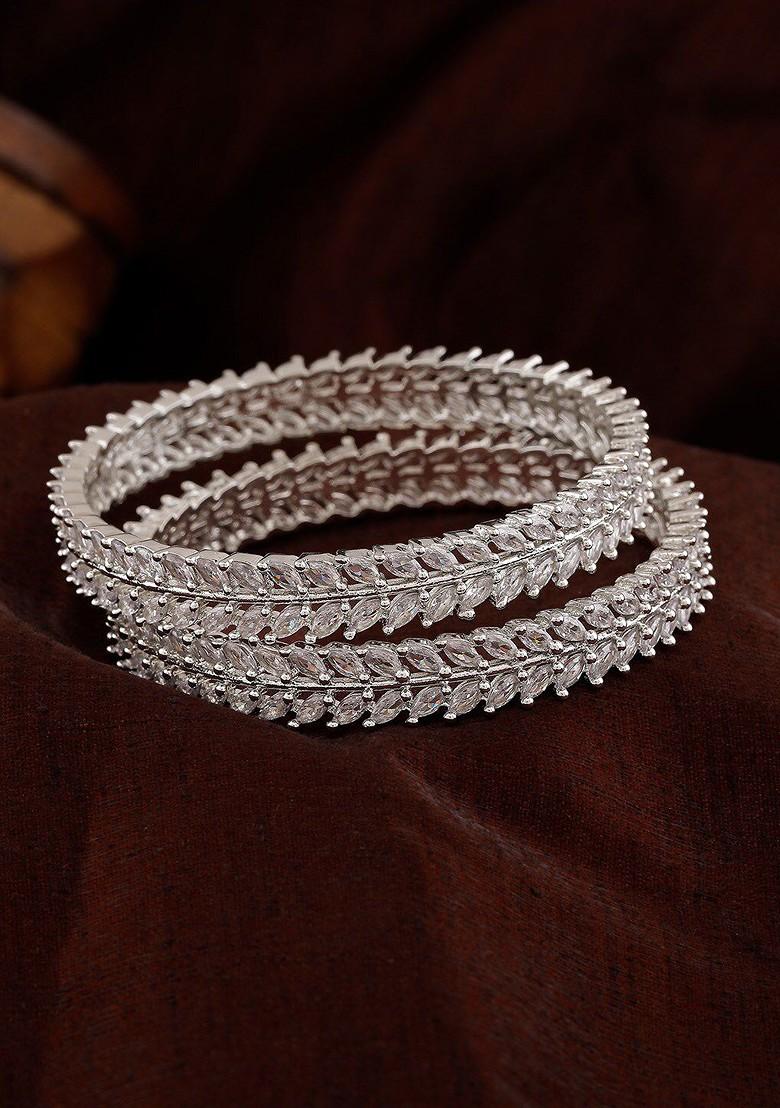 Silver Studded Rhodium Plated Bangles And Bracelets