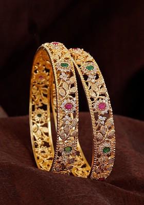 Gold Studded Gold Plated Bangles And Bracelets