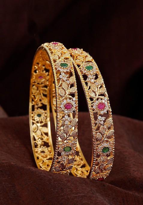 Gold Studded Gold Plated Bangles And Bracelets