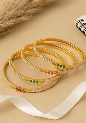 Gold Studded Gold Plated Bangles And Bracelets