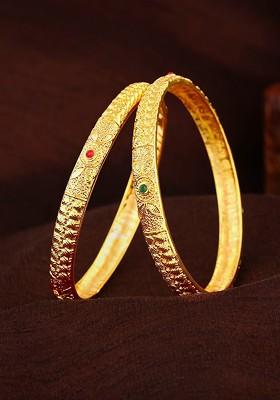 Red Studded Gold Plated Bangles And Bracelets
