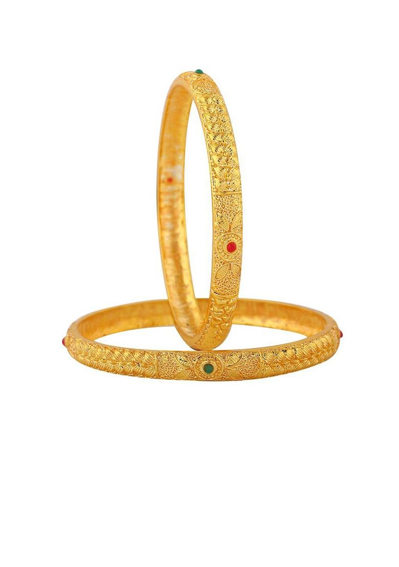 Red Studded Gold Plated Bangles And Bracelets