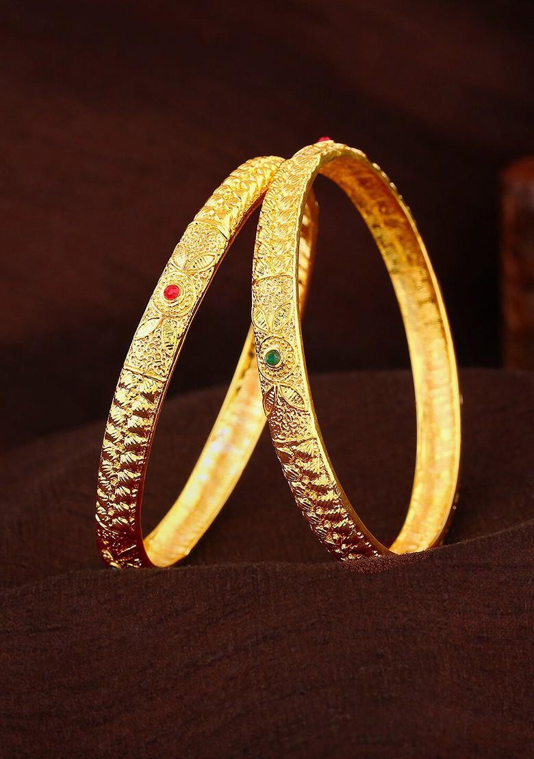 Red Studded Gold Plated Bangles And Bracelets