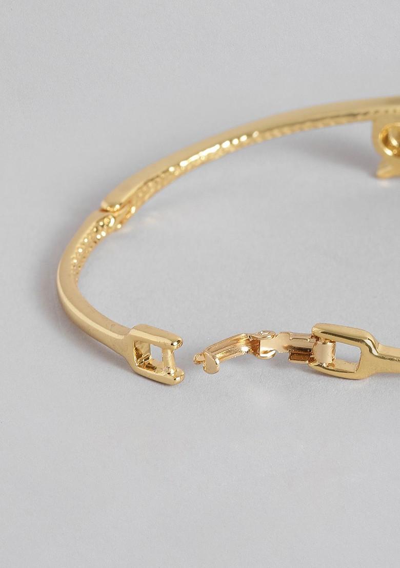 White Crystals Gold Plated Bangles And Bracelets