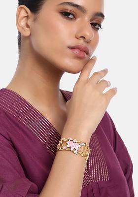 Pink Solid Gold Plated Bangles And Bracelets