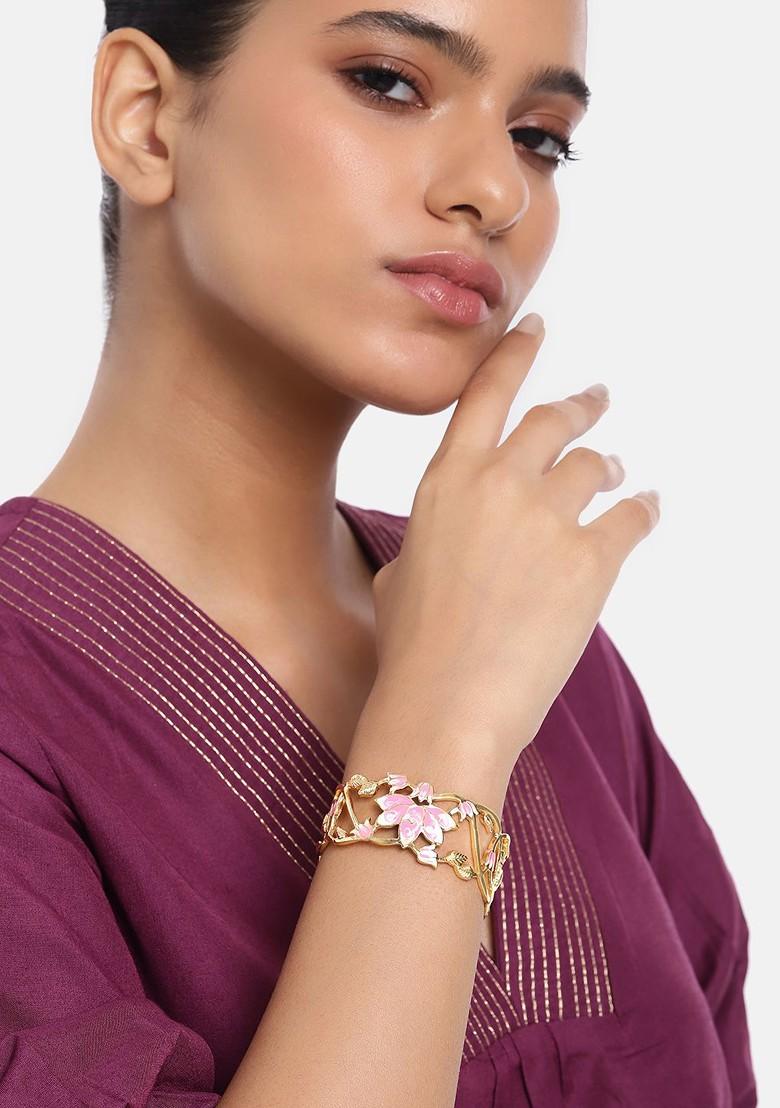 Pink Solid Gold Plated Bangles And Bracelets