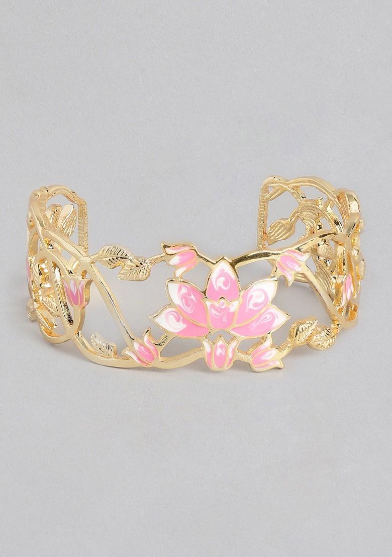 Pink Solid Gold Plated Bangles And Bracelets