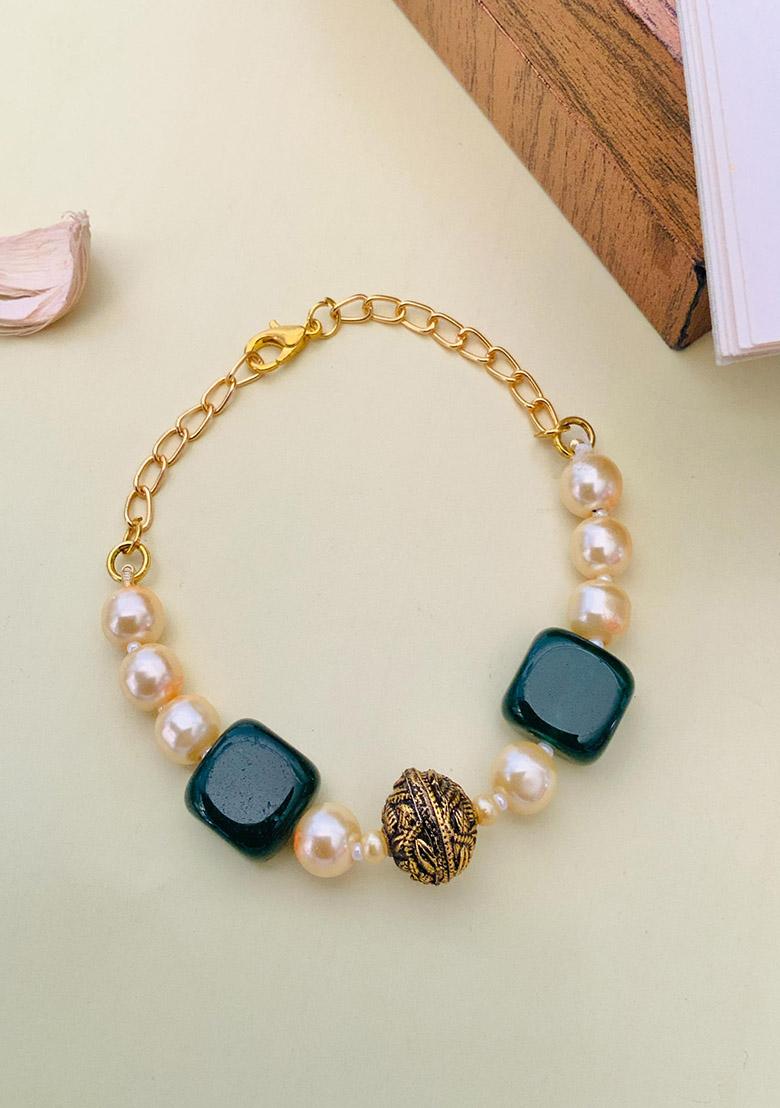 Gold Plated Cubic Zircon American Diamond Bracelet - Indya