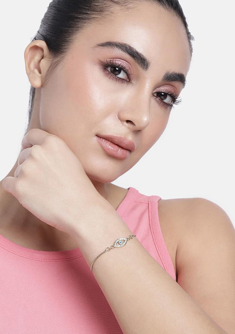 Turquoise Blue Crystals Gold Plated Bangles And Bracelets