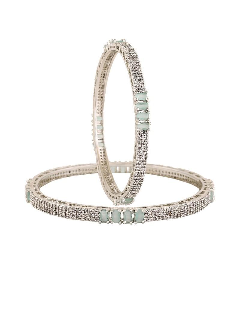 Silver Studded Rhodium Plated Bangles And Bracelets