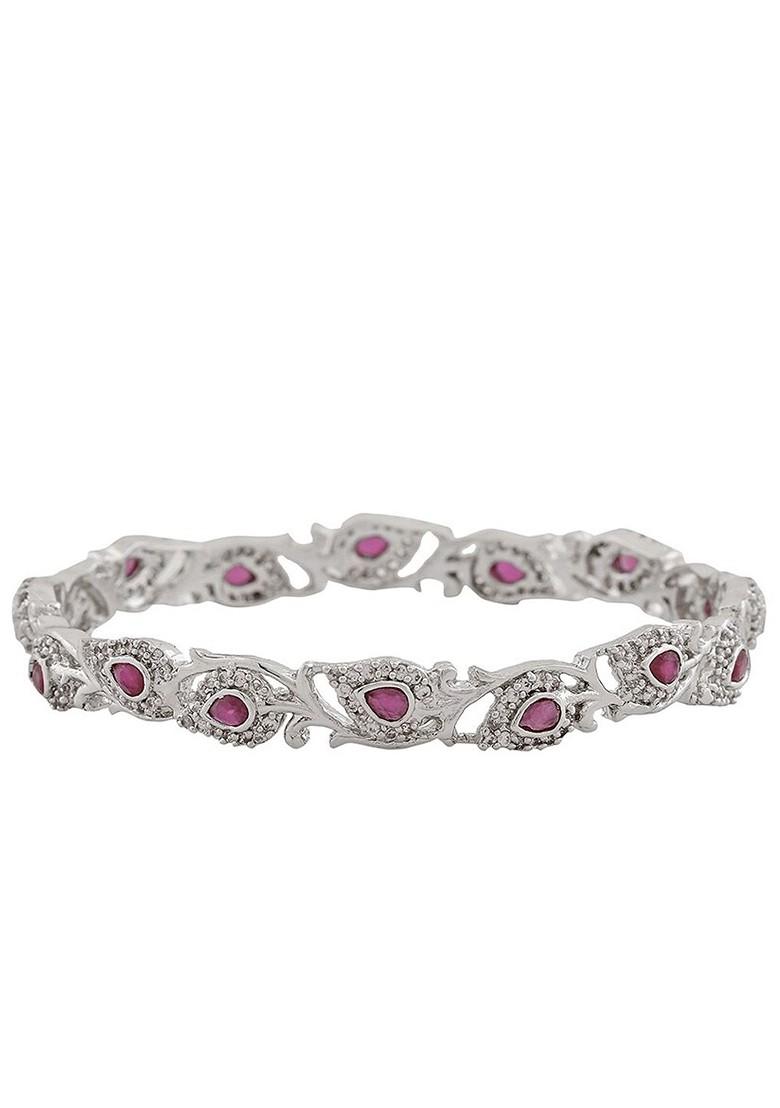 Silver Studded Rhodium Plated Bangles And Bracelets