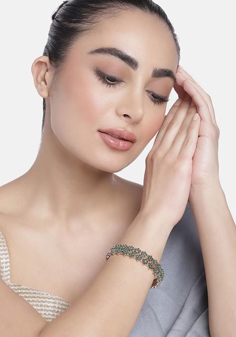 Green Solid Gold Plated Bangles And Bracelets