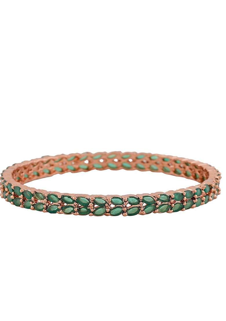 Rose Gold Studded Gold Plated Bangles And Bracelets - Indya