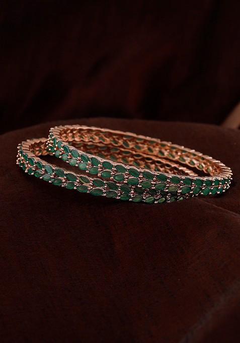 Rose Gold Studded Gold Plated Bangles And Bracelets