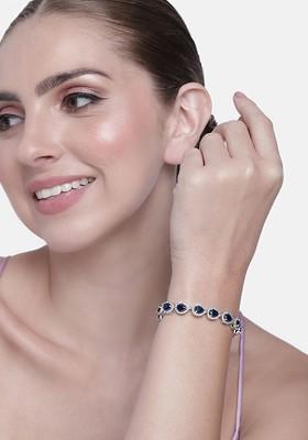 Navy Blue Solid Rhodium Plated Bangles And Bracelets