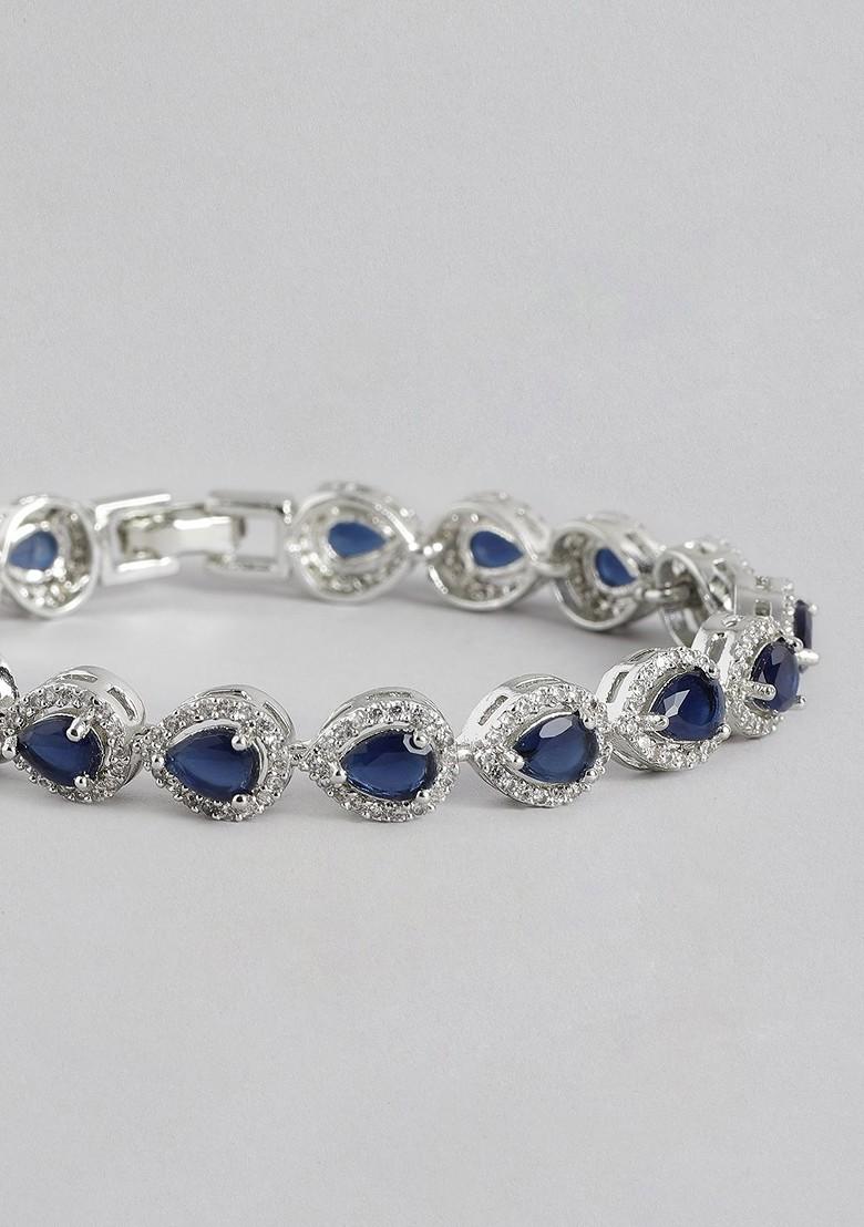 Navy Blue Solid Rhodium Plated Bangles And Bracelets