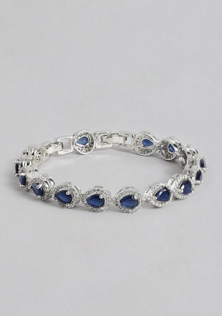 Navy Blue Solid Rhodium Plated Bangles And Bracelets