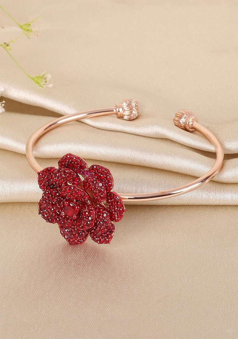 Rose Gold Studded Gold Plated Bangles And Bracelets - Indya