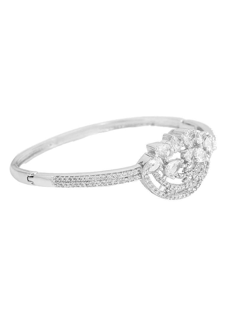 Silver Solid Rhodium Plated Bangles And Bracelets - Indya