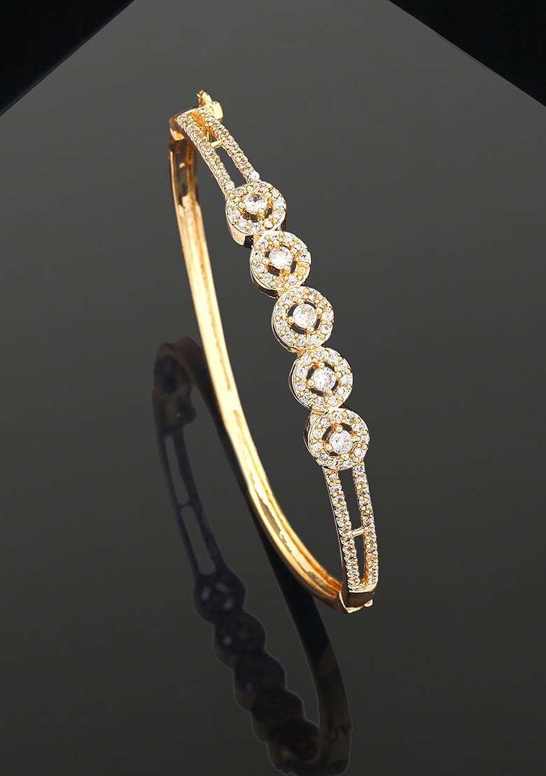 Gold Solid Gold Plated Bangles And Bracelets - Indya