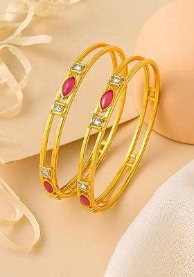 Pink Studded Gold Plated Bracelets