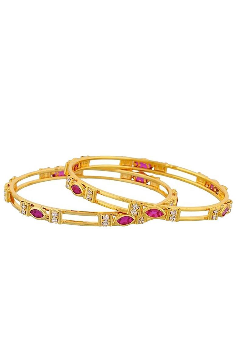 Pink Studded Gold Plated Bracelets