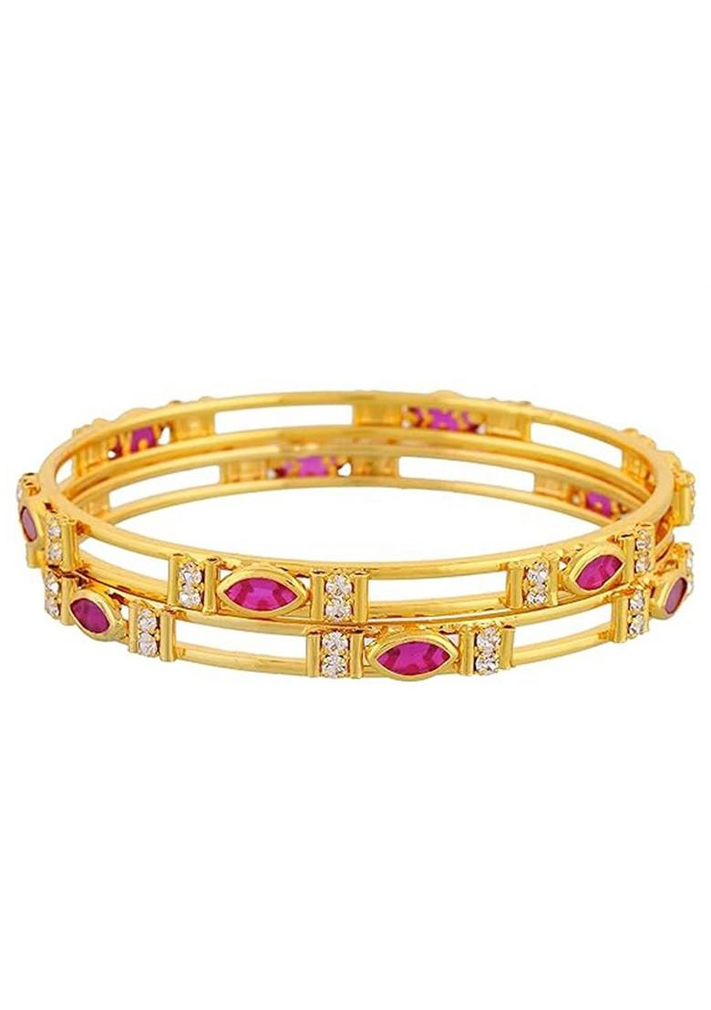 Pink Studded Gold Plated Bracelets
