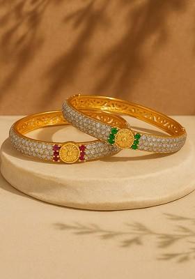 Gold Studded Gold Plated Bangles And Bracelets