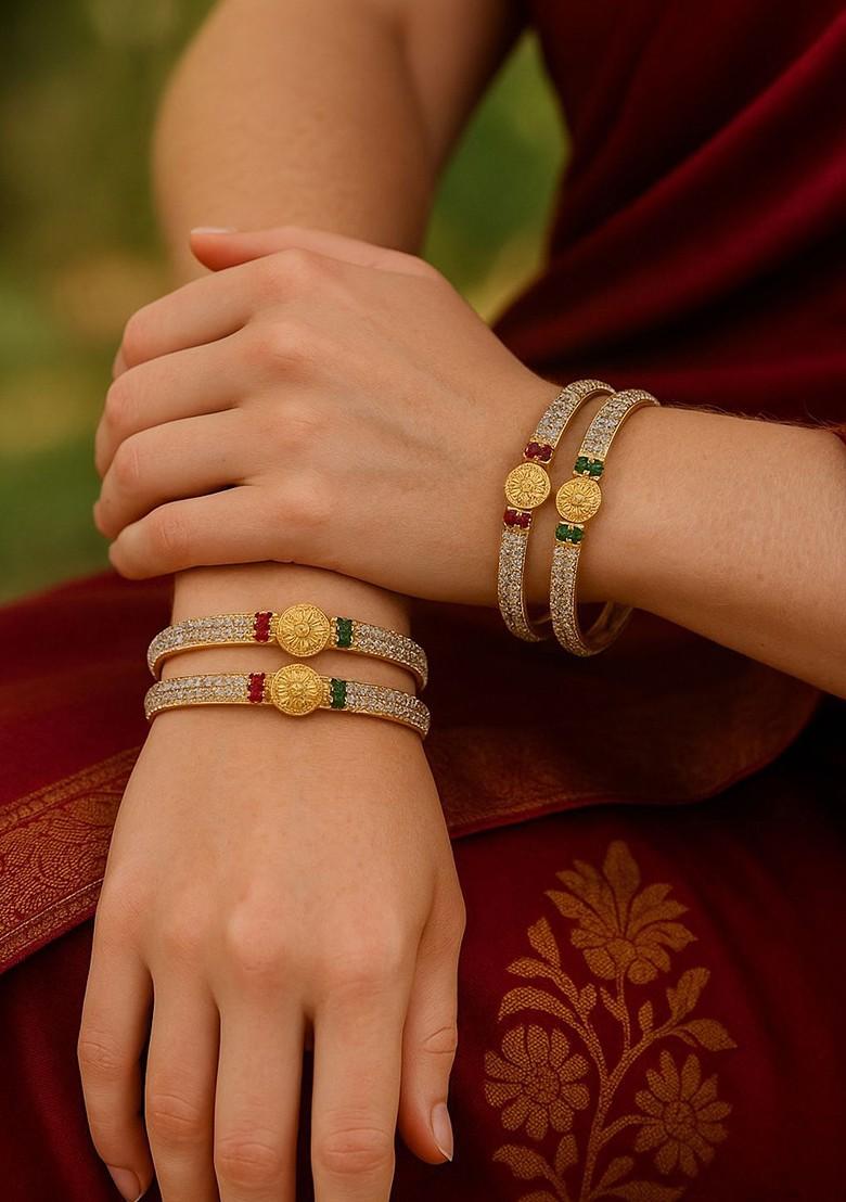 Gold Studded Gold Plated Bangles And Bracelets
