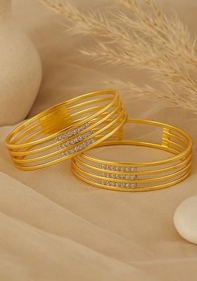 Gold Studded Gold Plated Kada Set