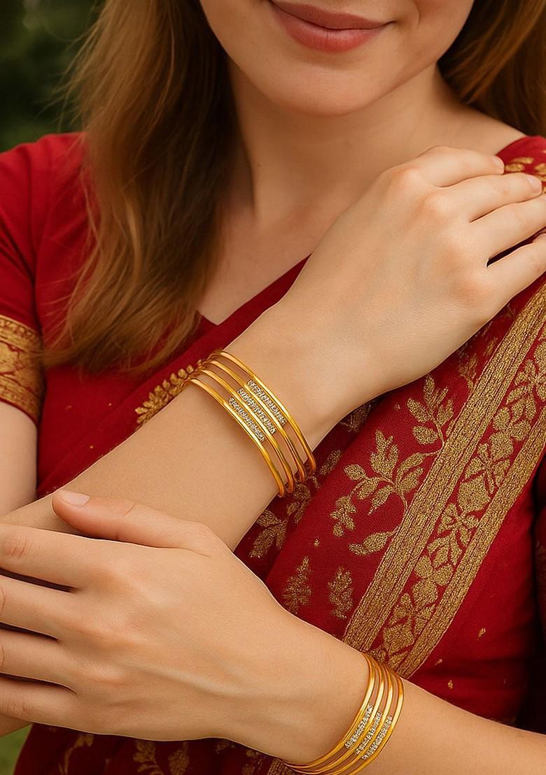 Gold Studded Gold Plated Kada Set