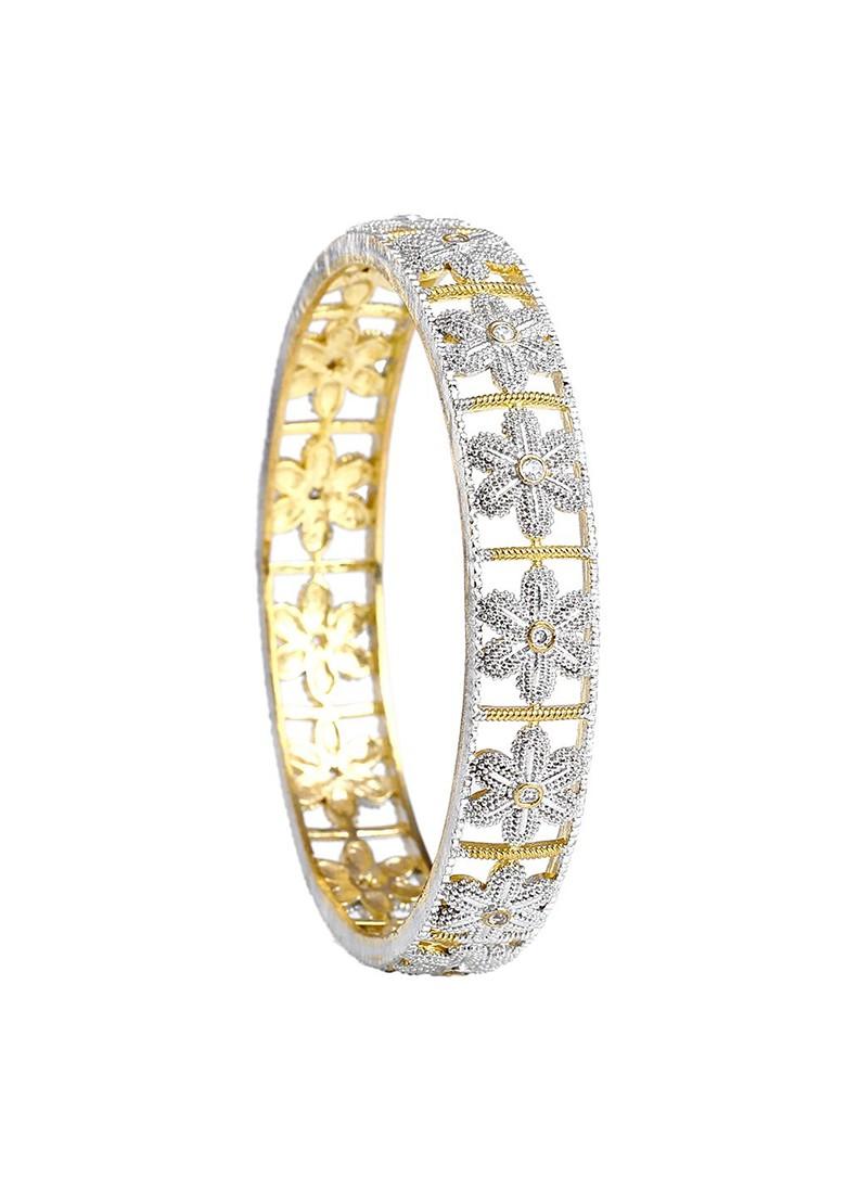 Gold Studded Rhodium Plated Kada Set