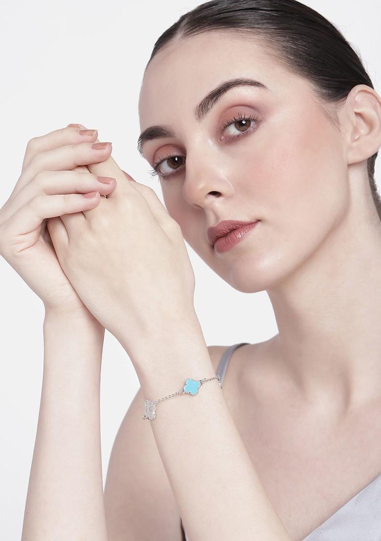 Blue Solid Rhodium Plated Bangles And Bracelets