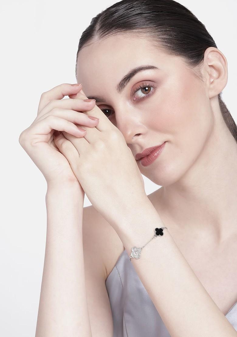 Black Solid Rhodium Plated Bangles And Bracelets