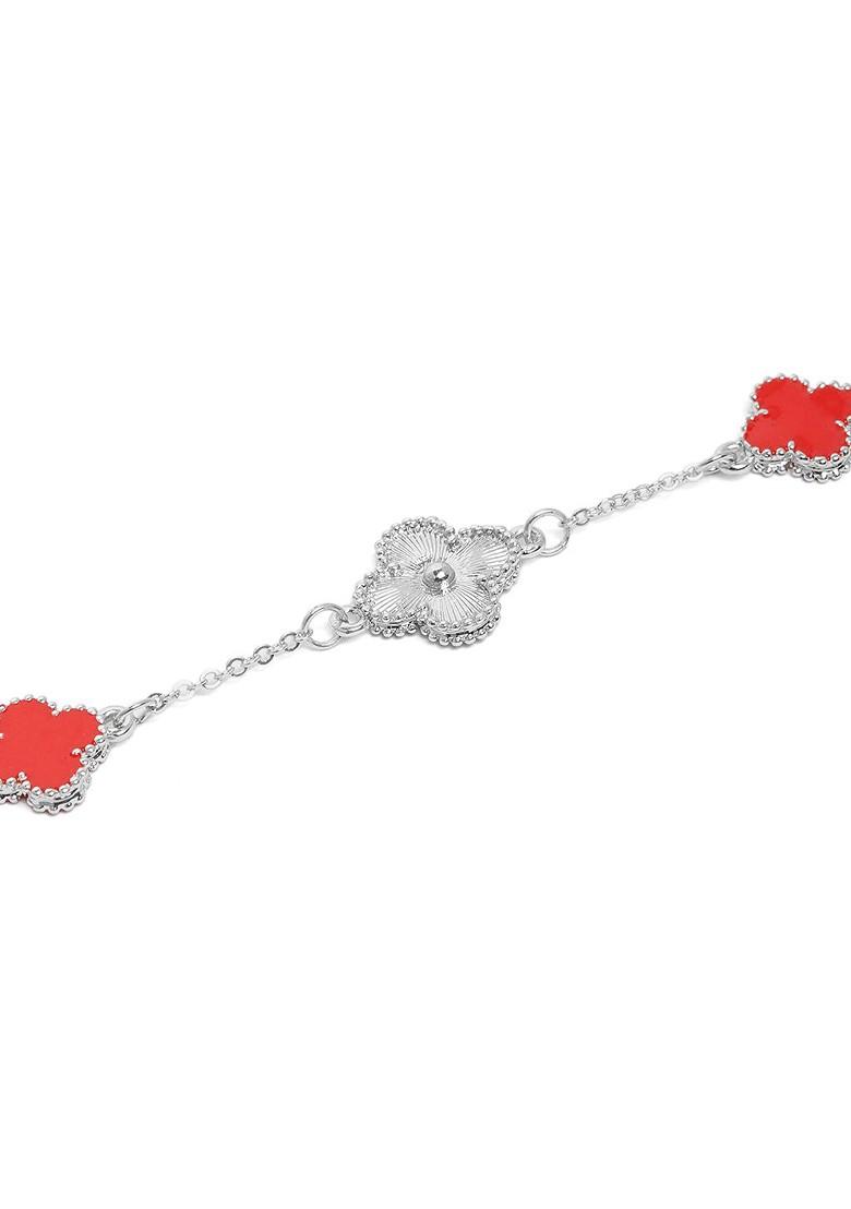Red Solid Rhodium Plated Bangles And Bracelets