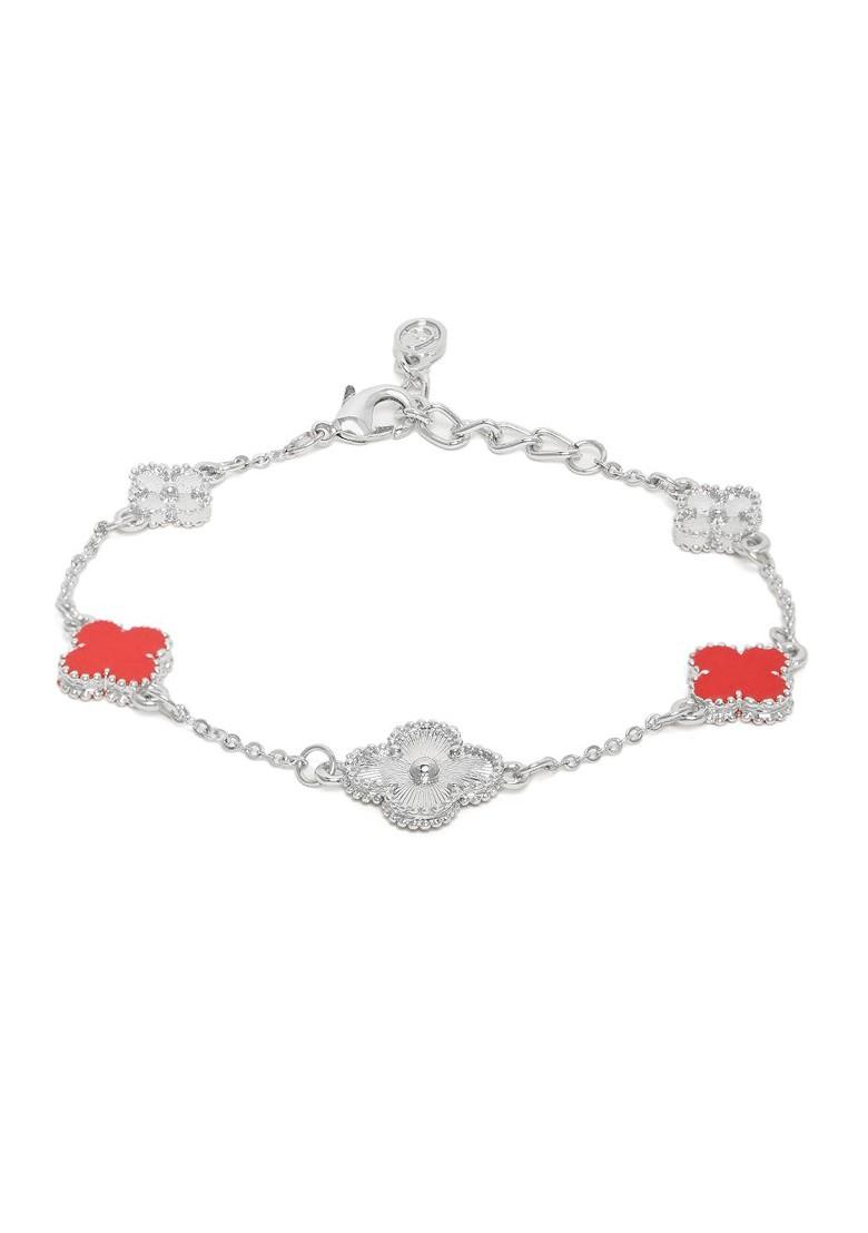Red Solid Rhodium Plated Bangles And Bracelets