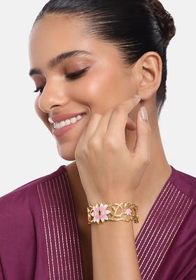 Pink Solid Gold Plated Bangles And Bracelets