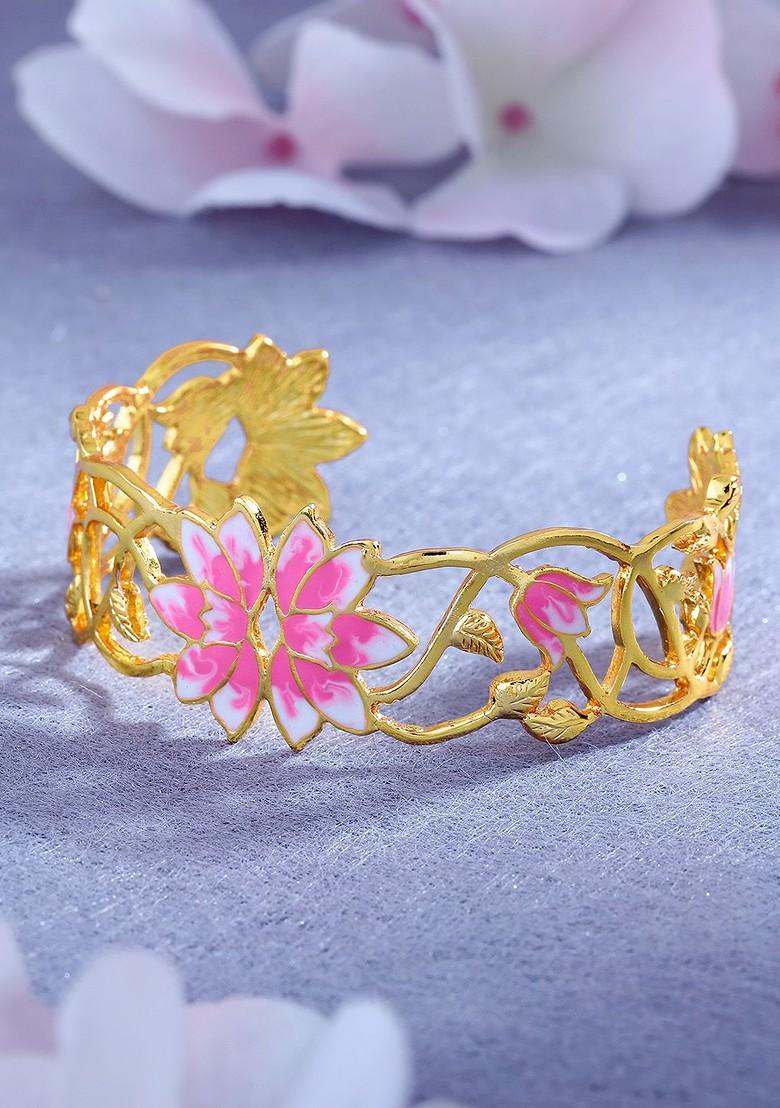 Pink Solid Gold Plated Bangles And Bracelets