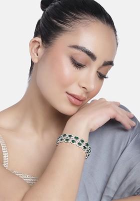 Green Solid Rhodium Plated Bangles And Bracelets