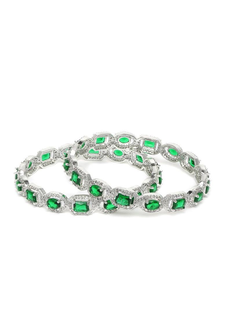 Green Solid Rhodium Plated Bangles And Bracelets
