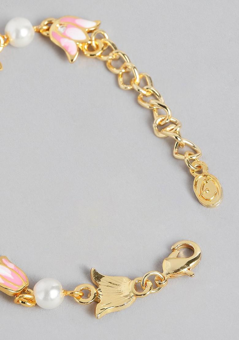 Pink Solid Gold Plated Bangles And Bracelets