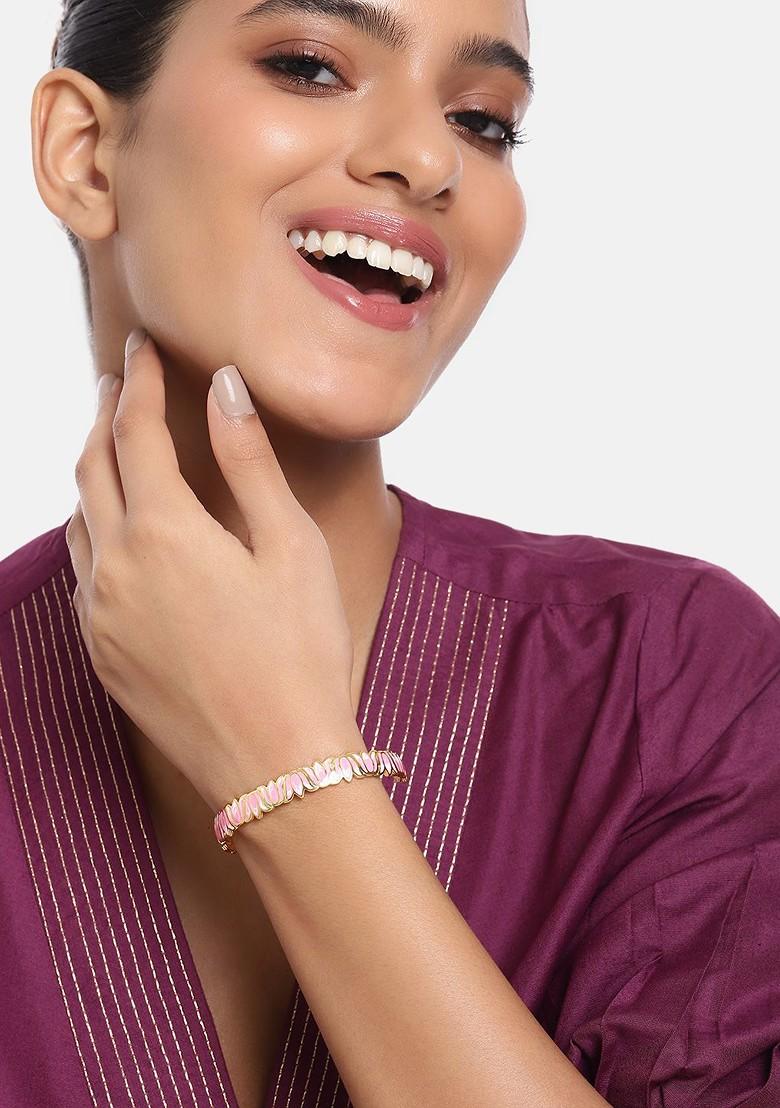 Pink Solid Gold Plated Bangles And Bracelets