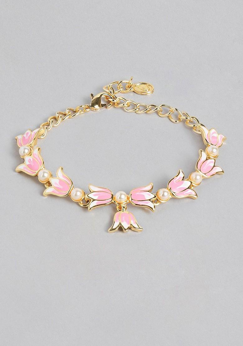 Pink Solid Gold Plated Bangles And Bracelets