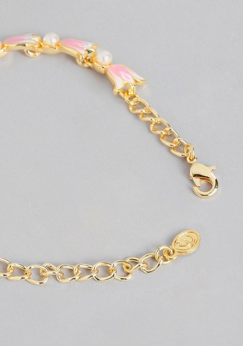 Pink Solid Gold Plated Bangles And Bracelets