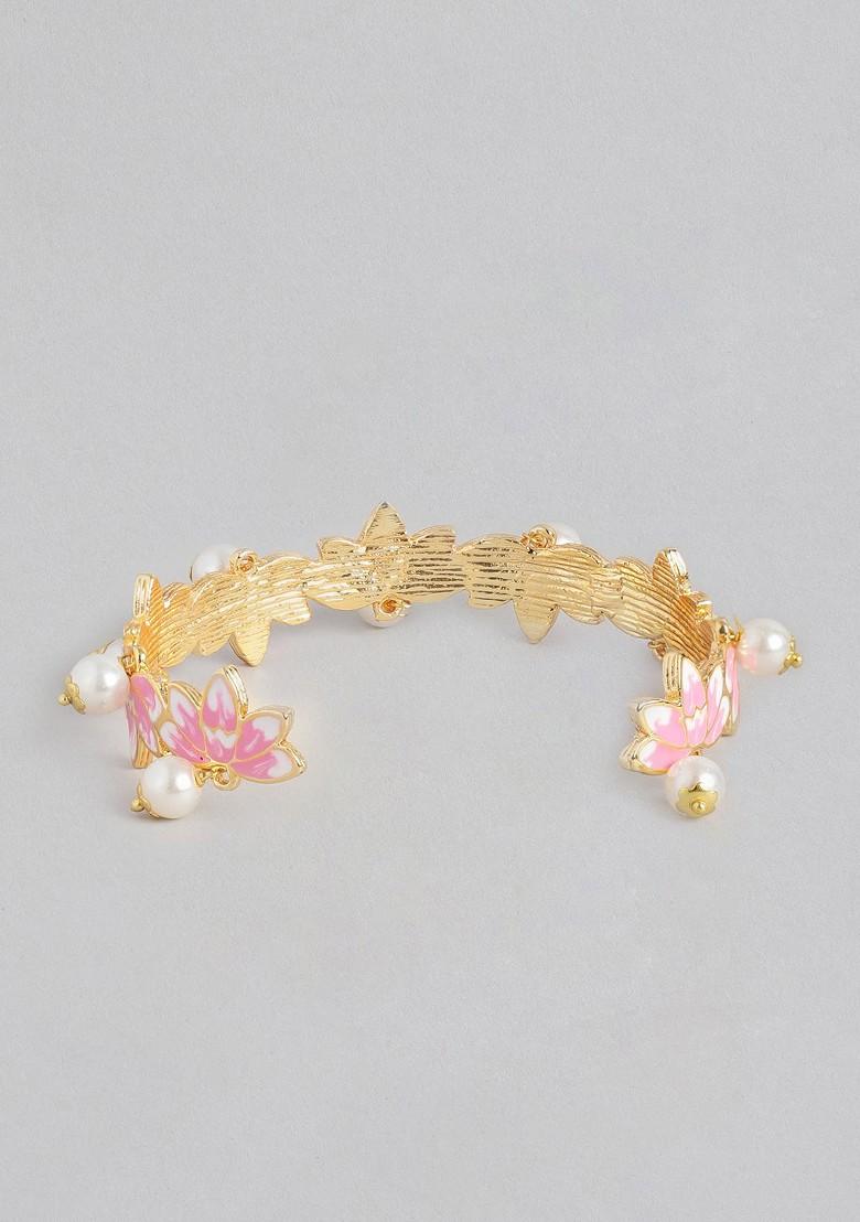 Pink Solid Gold Plated Bangles And Bracelets