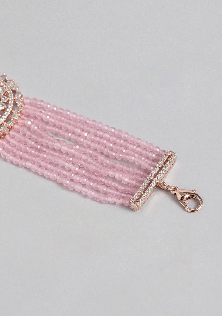 Pink Studded Gold Plated Bangles And Bracelets