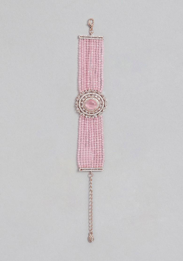 Pink Studded Gold Plated Bangles And Bracelets