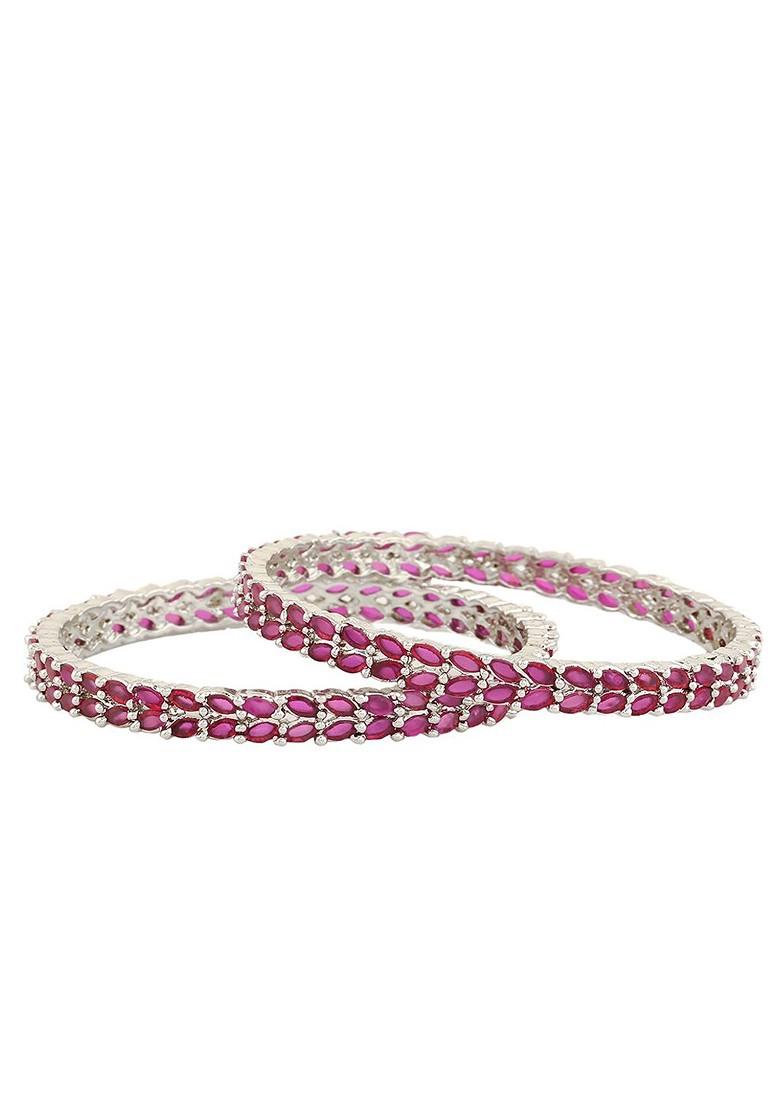 Silver Studded Rhodium Plated Bangles