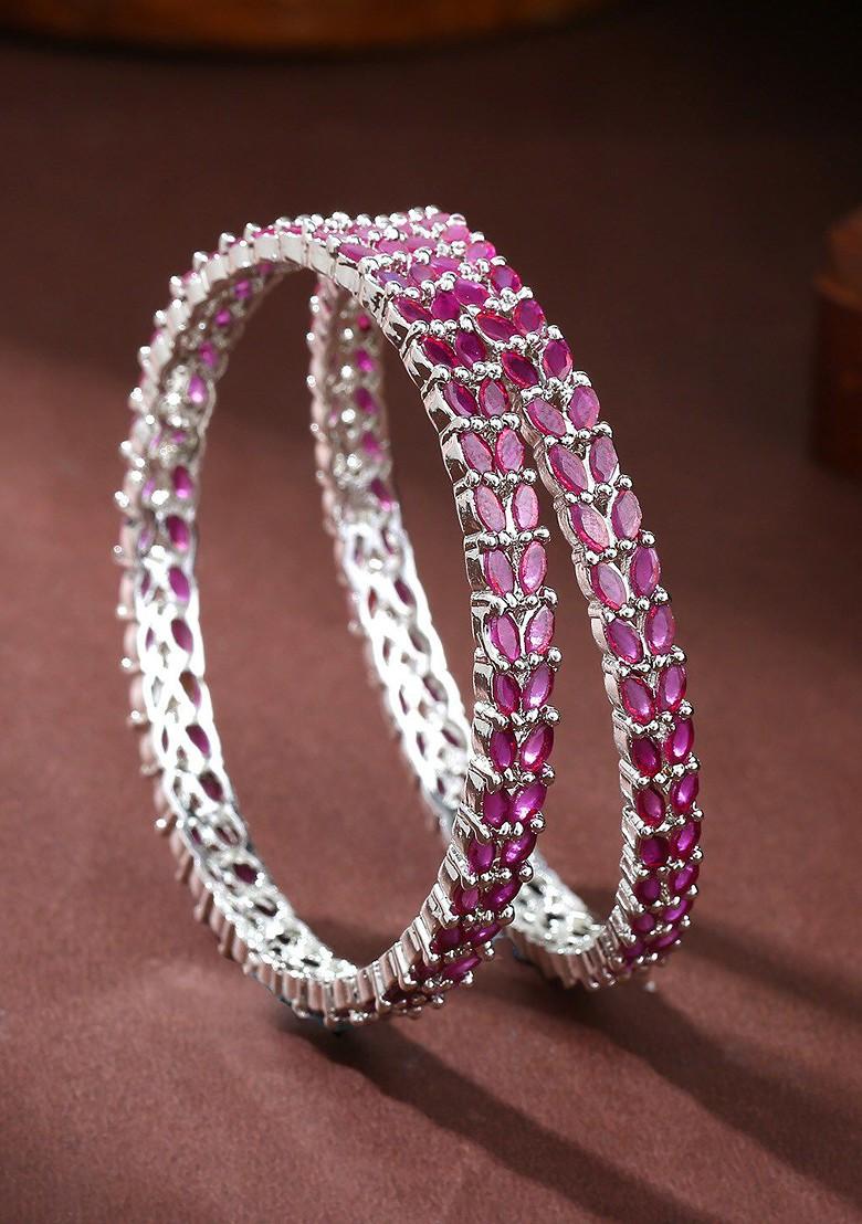 Silver Studded Rhodium Plated Bangles